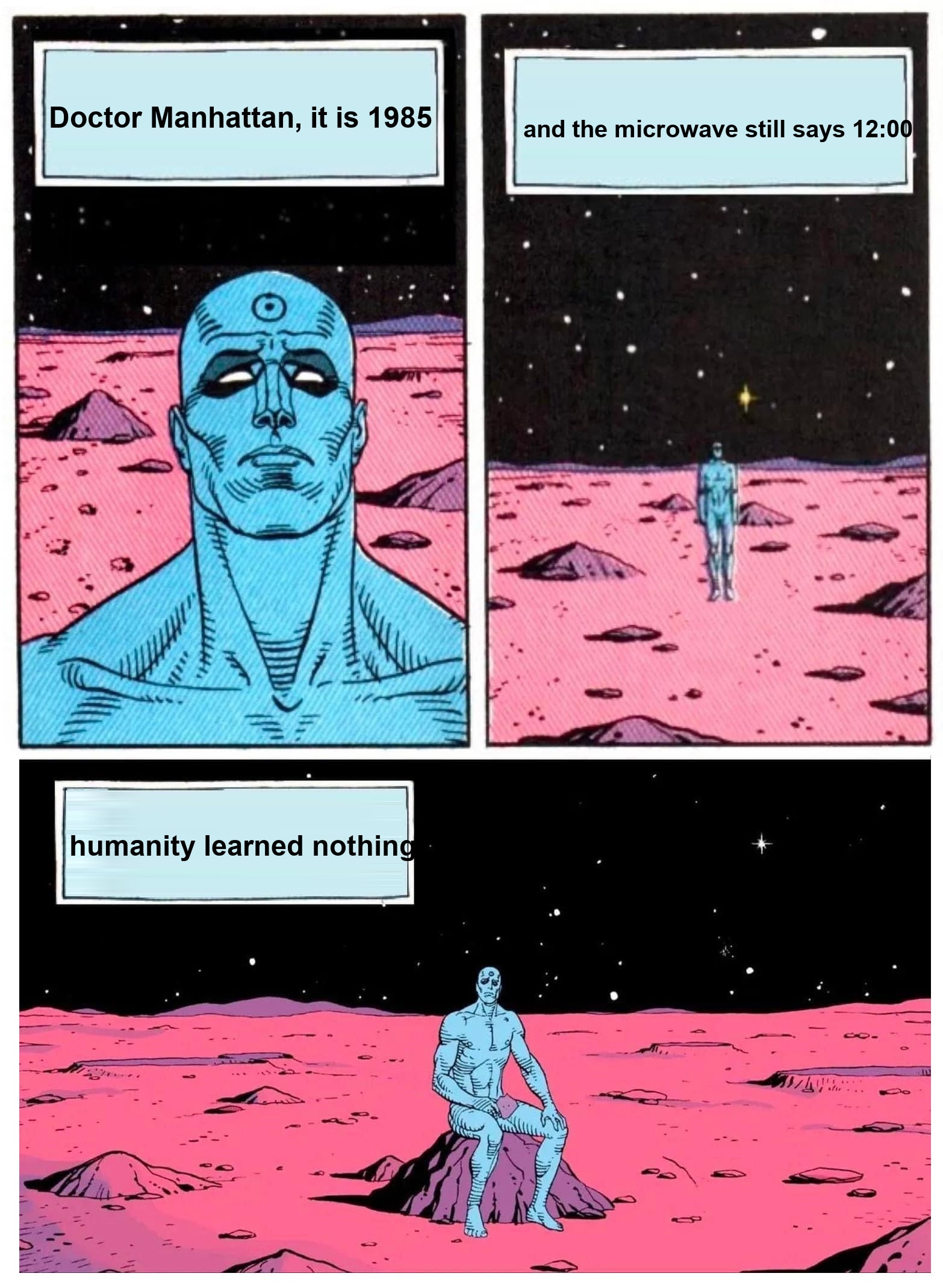 Doctor Manhattan it is 1985 seeded example