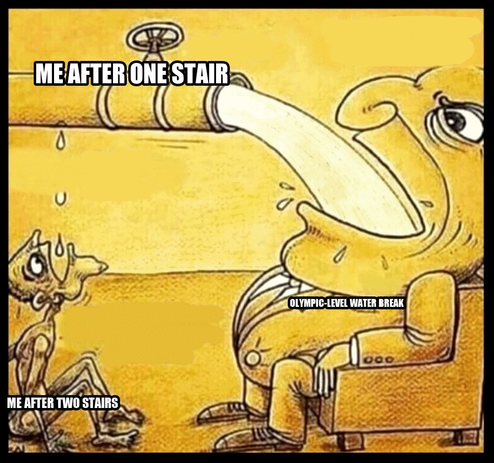 fat guy drinking water seeded example