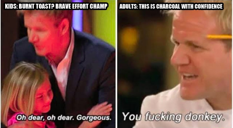 Gordon Ramsay kids vs adults seeded example