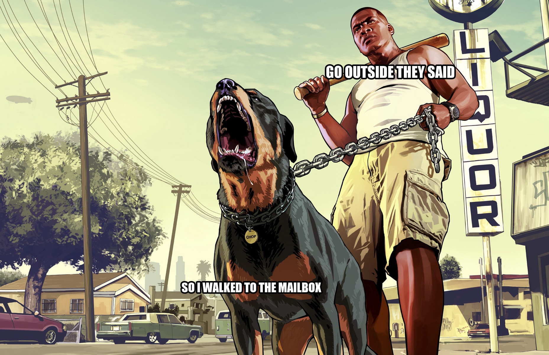 GTA 5 Franklin and his dog Chop seeded example