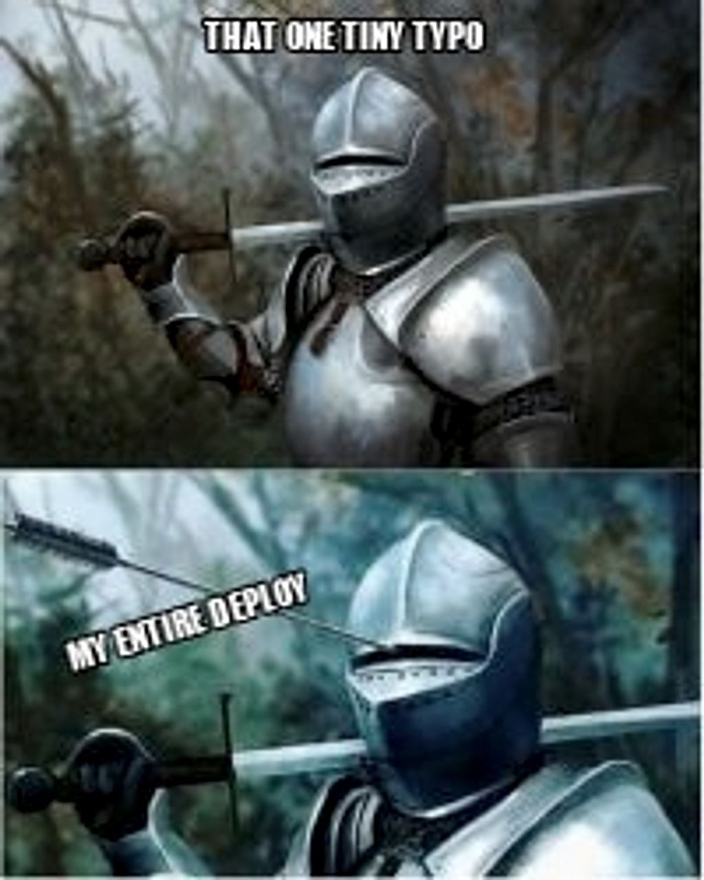 Knight with arrow in helmet seeded example
