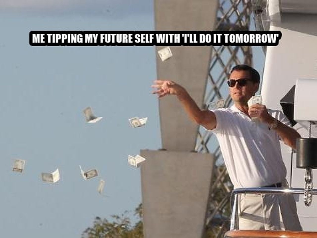 Leonardo DiCaprio throwing Money seeded example