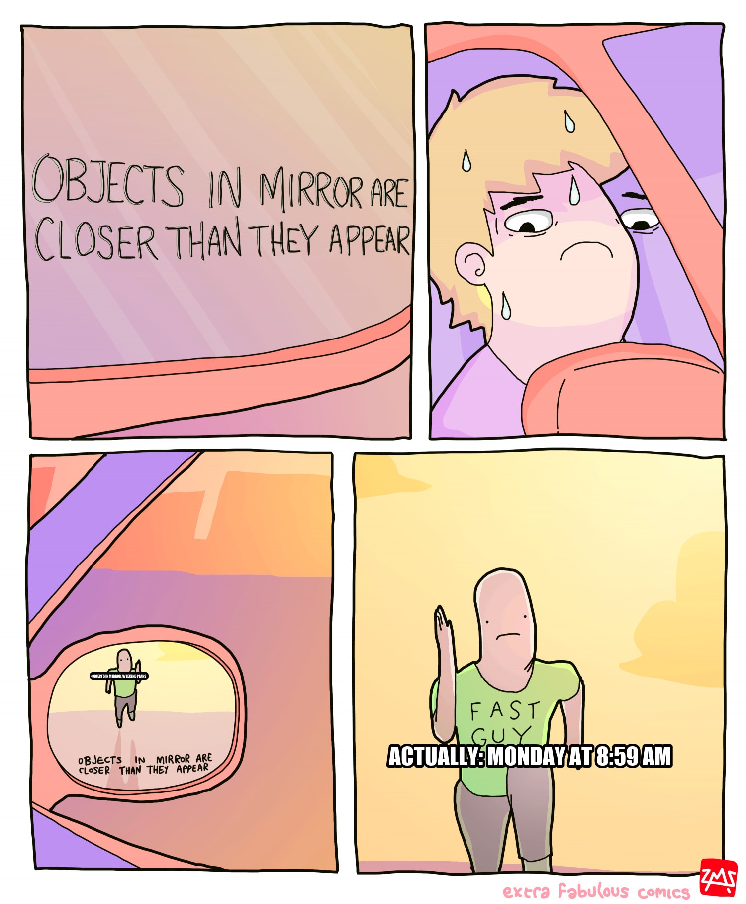 Objects in mirror are closer than they appear seeded example