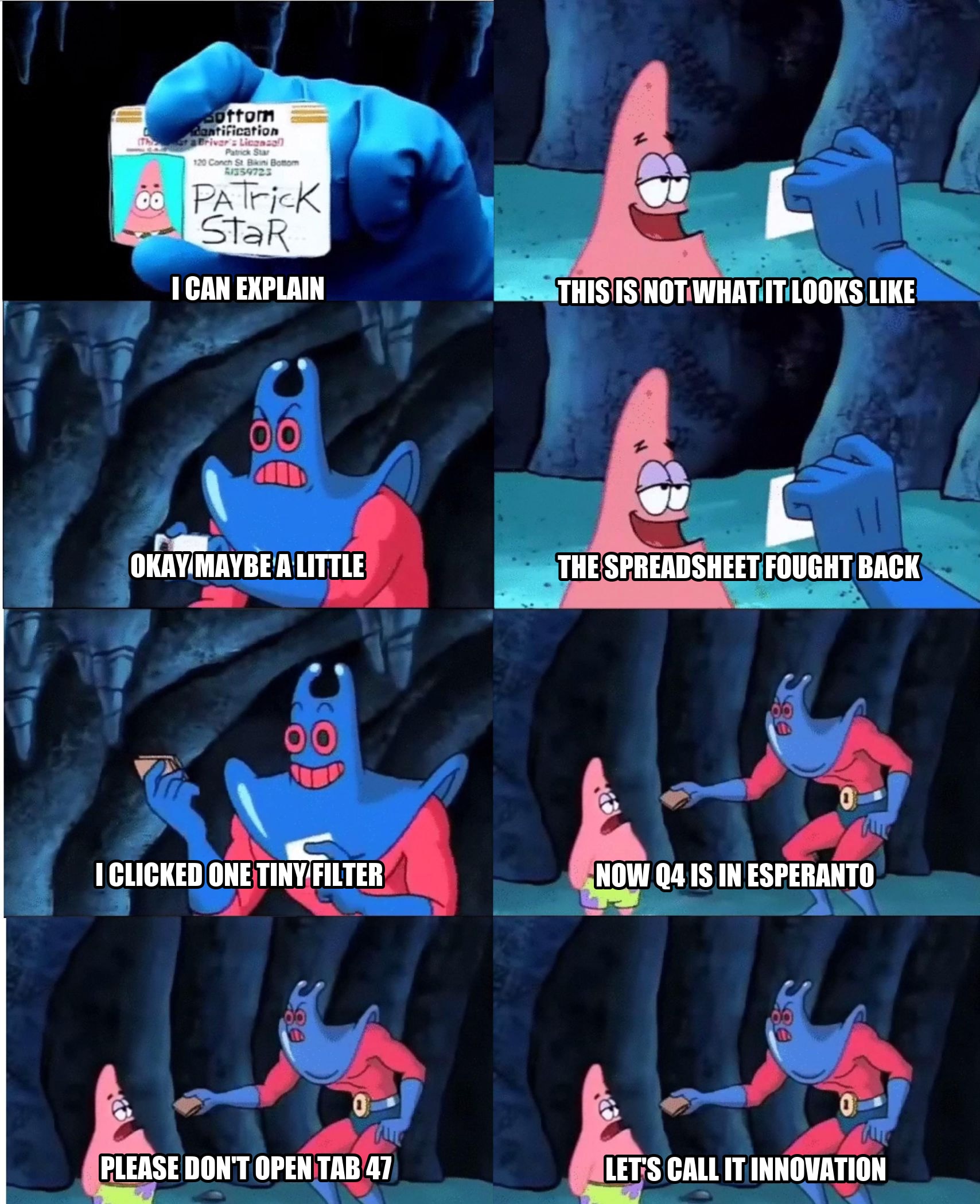 Patrick Star and Man Ray seeded example