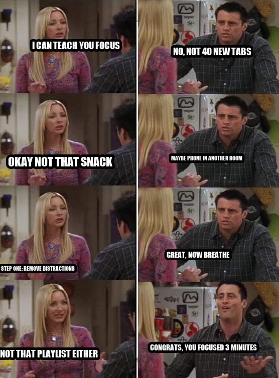 Phoebe teaching Joey in Friends seeded example