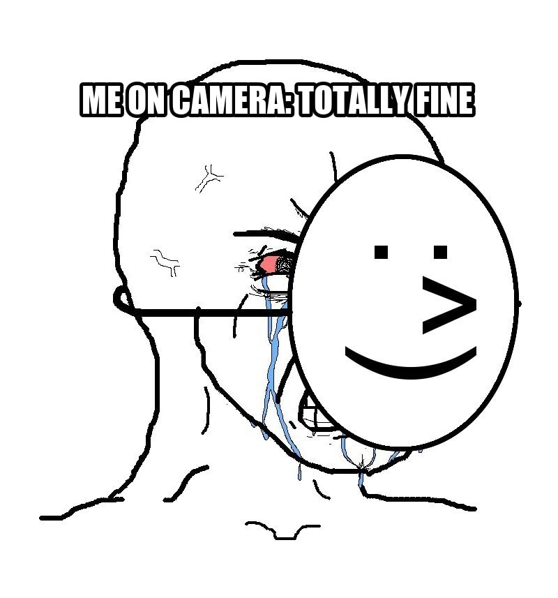 Pretending To Be Happy, Hiding Crying Behind A Mask seeded example