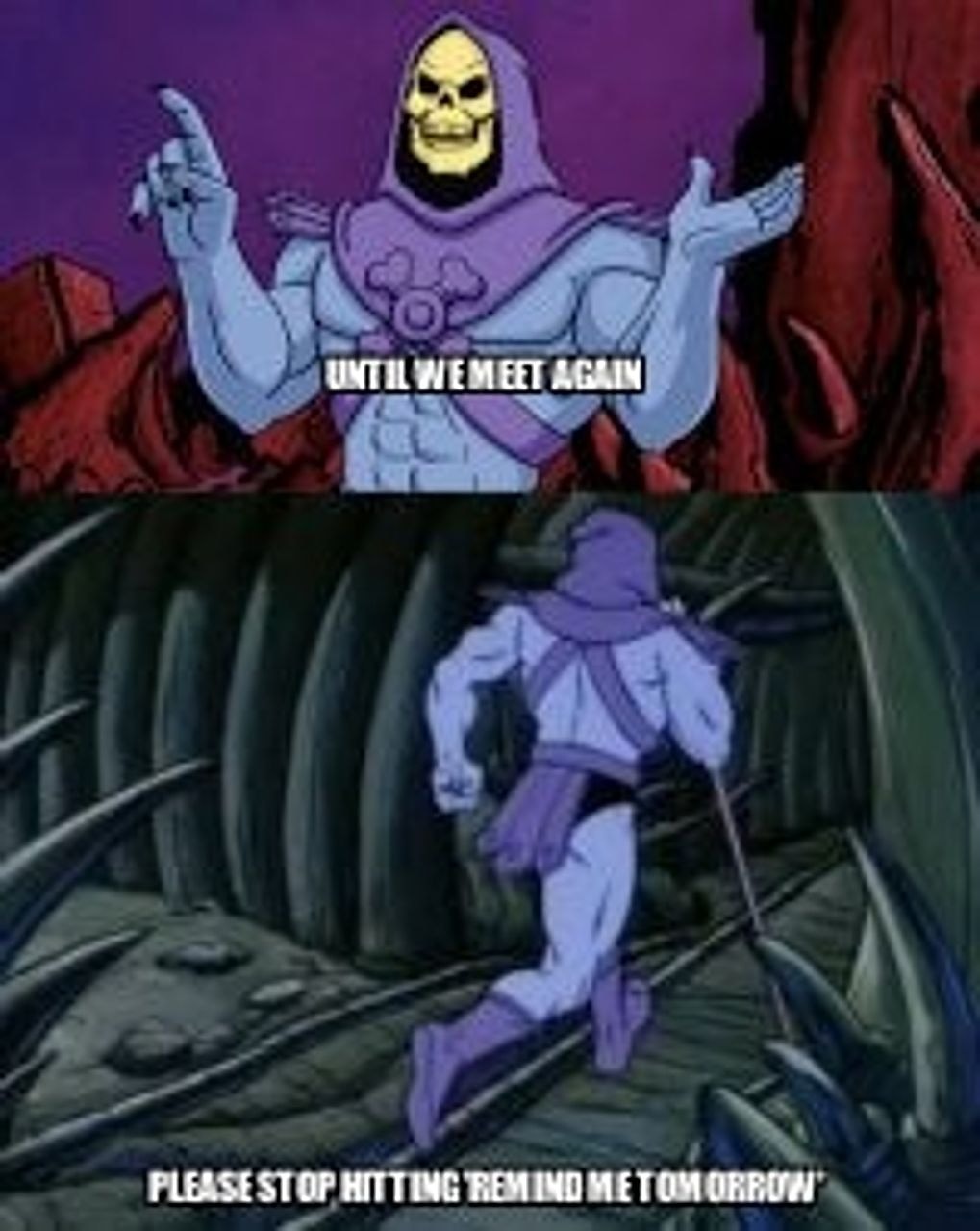 Skeletor until we meet again seeded example