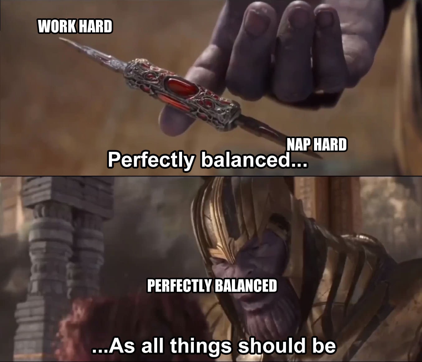 Thanos perfectly balanced as all things should be seeded example