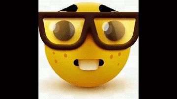 Add text to the 3D Nerd Emoji reaction GIF template in Memesio. Set width, trim the clip, and make a share-ready GIF meme.