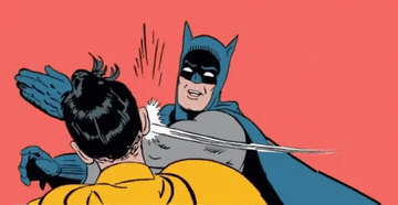 Add text to the Batman Slapping Robin reaction GIF template in Memesio. Set width, trim the clip, and make a share-ready GIF meme.