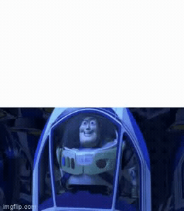Add text to the Buzz Lightyear Clones reaction GIF template in Memesio. Set width, trim the clip, and make a share-ready GIF meme.