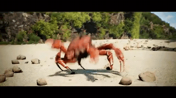 Add text to the Crab Rave reaction GIF template in Memesio. Set width, trim the 4.7 second clip, and make a share-ready GIF meme.