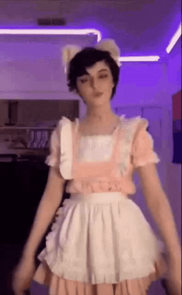 Add text to the Femboy Moment reaction GIF template in Memesio. Set width, trim the clip, and make a share-ready GIF meme.