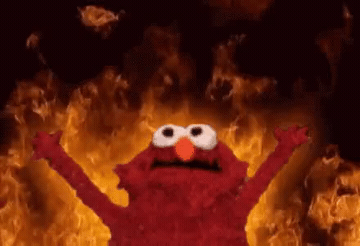 Add text to the Fire Elmo reaction GIF template in Memesio. Set width, trim the 0.8 second clip, and make a share-ready GIF meme.