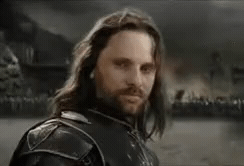 Add text to the For Frodo Aragorn Square reaction GIF template in Memesio. Set width, trim the clip, and make a share-ready GIF meme.