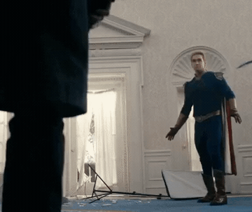 Add text to the Homelander No Power reaction GIF template in Memesio. Set width, trim the clip, and make a share-ready GIF meme.