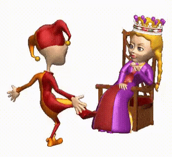 Add text to the Jester and the Queen reaction GIF template in Memesio. Set width, trim the clip, and make a share-ready GIF meme.