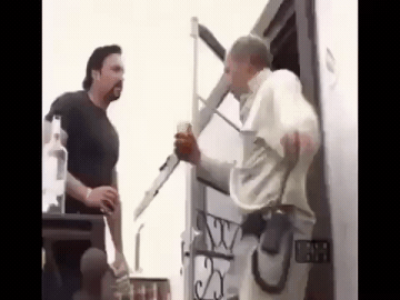 Add text to the Man Falls Down from Stairs reaction GIF template in Memesio. Set width, trim the clip, and make a share-ready GIF meme.
