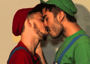 Add text to the Mario Kiss reaction GIF template in Memesio. Set width, trim the clip, and make a share-ready GIF meme.