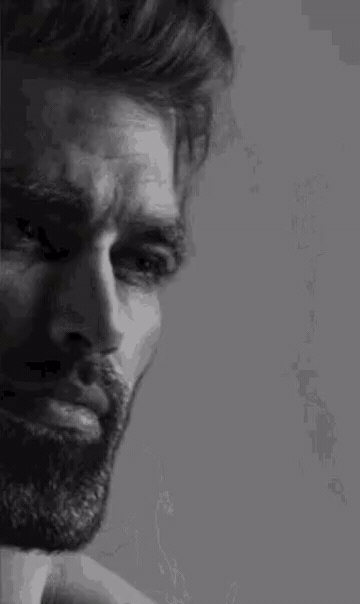 Add text to the Moving Giga Chad reaction GIF template in Memesio. Set width, trim the 4.5 second clip, and make a share-ready GIF meme.