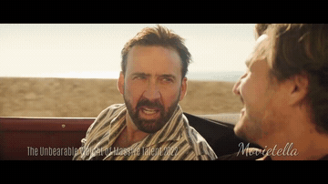 Add text to the Nicolas Cage and Pedro Pascal reaction GIF template in Memesio. Set width, trim the 4.0 second clip, and make a share-ready GIF meme.