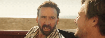 Add text to the Pedro Pascal Nick Cage reaction GIF template in Memesio. Set width, trim the 4.0 second clip, and make a share-ready GIF meme.