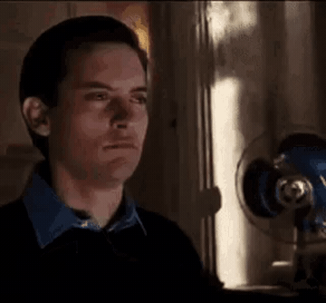Add text to the Peter Parker Stare reaction GIF template in Memesio. Set width, trim the clip, and make a share-ready GIF meme.