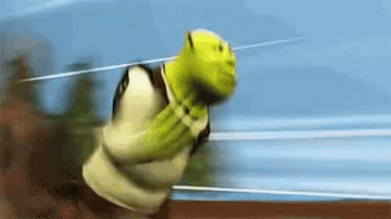 Edit the Shrek Running meme GIF in Memesio. Add top and bottom captions, set width, trim the 2.6 second reaction GIF, and make a share-ready meme.