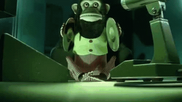 Add text to the Toy Story 3 Monkey Waiting reaction GIF template in Memesio. Set width, trim the 5.0 second clip, and make a share-ready GIF meme.