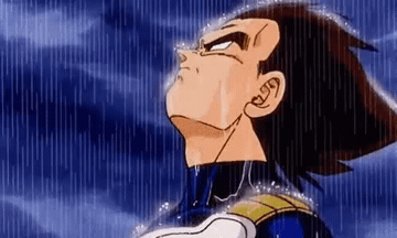 Add text to the Vegeta Raining reaction GIF template in Memesio. Set width, trim the clip, and make a share-ready GIF meme.