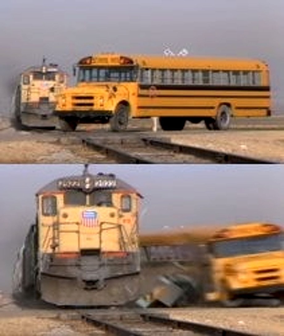 school bus train meme