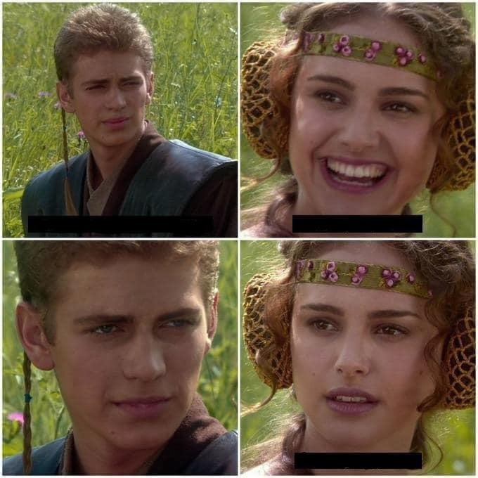 Meme template Anakin and Padme