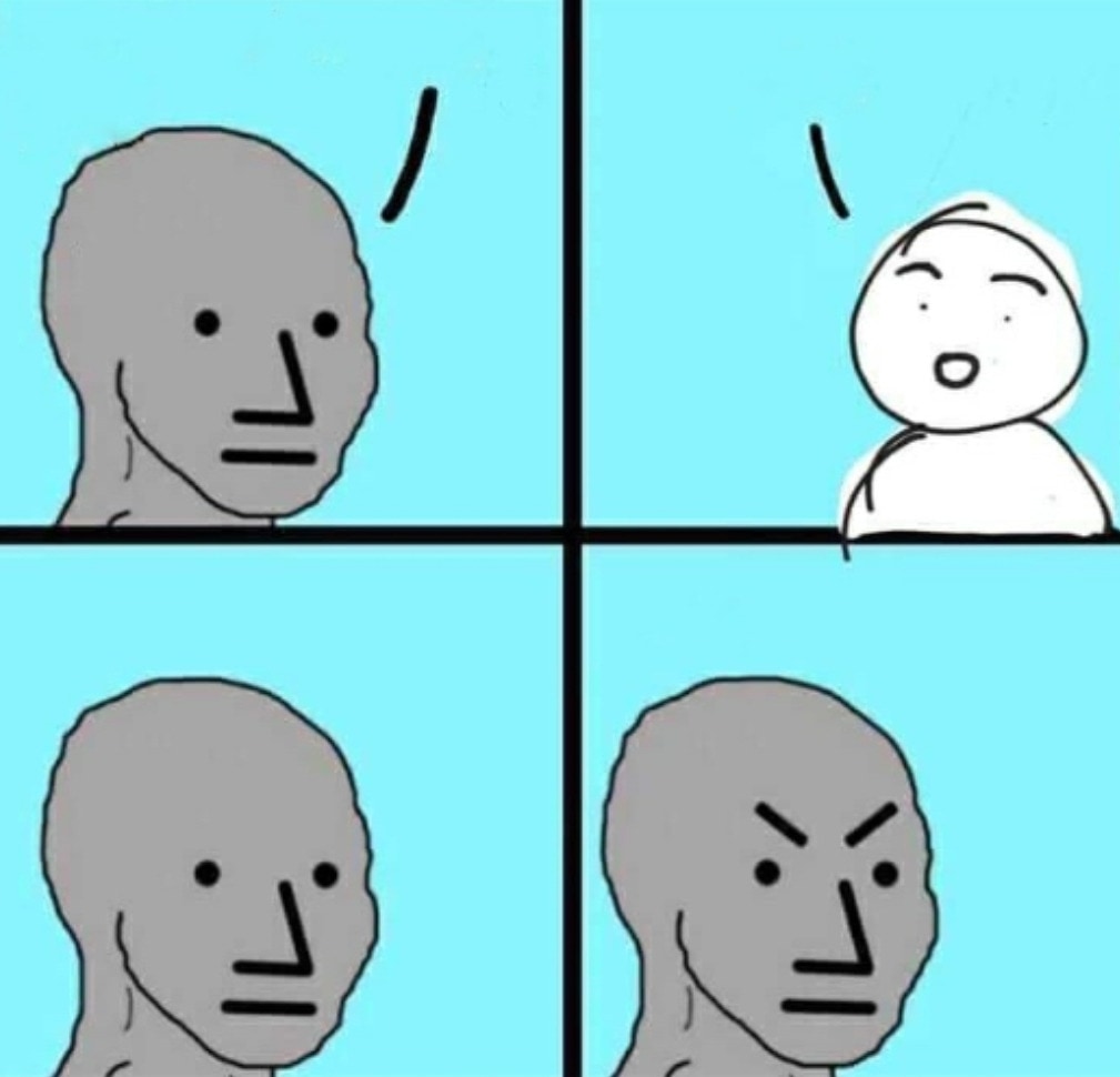 Meme template Angry npc wojak