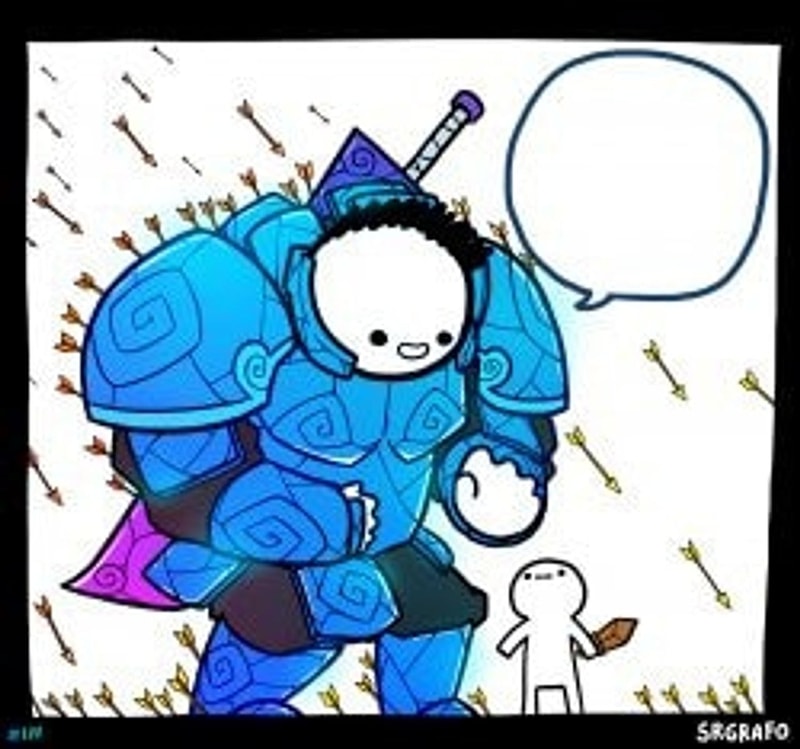Meme template Blue armor guy