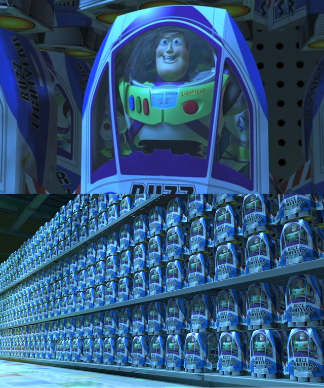 Buzz lightyear, clones, buzz, Isle, copy