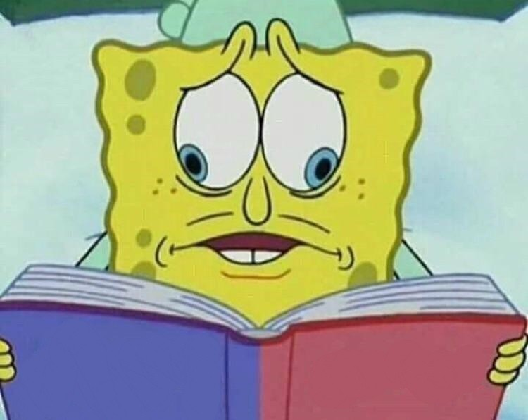 book, spongebob, spongebob reading, spongebob book, split book