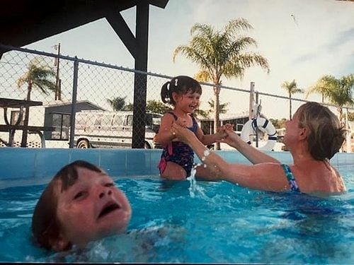 Meme template drowning kid in the pool
