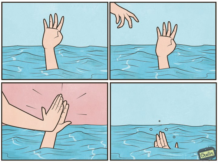 Meme template High five drown