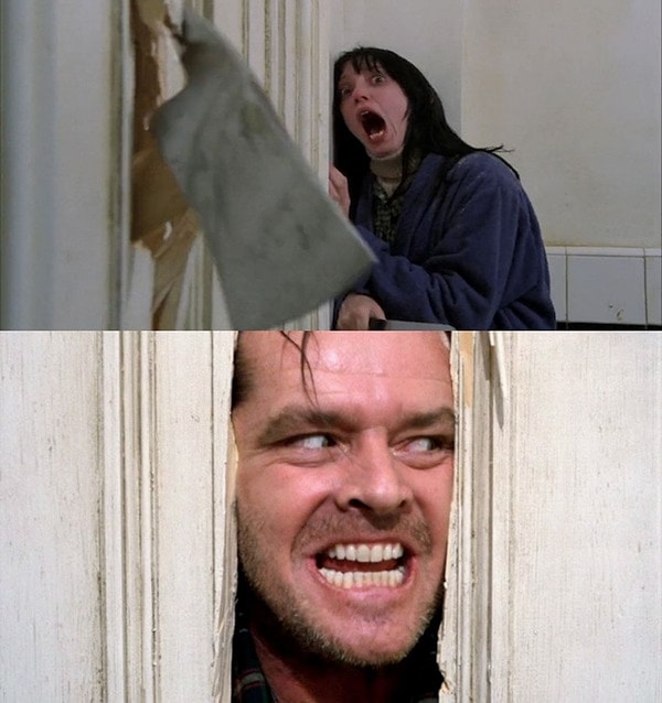 Meme template Jack Torrance axe shining