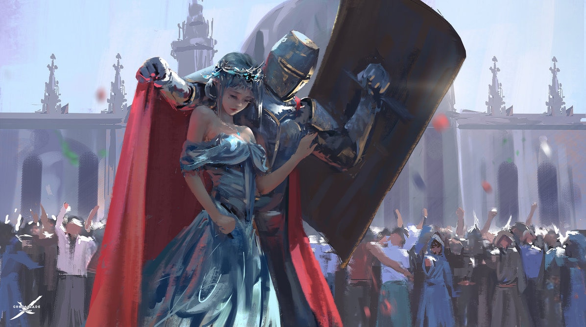 Meme template Knight Protecting Princess