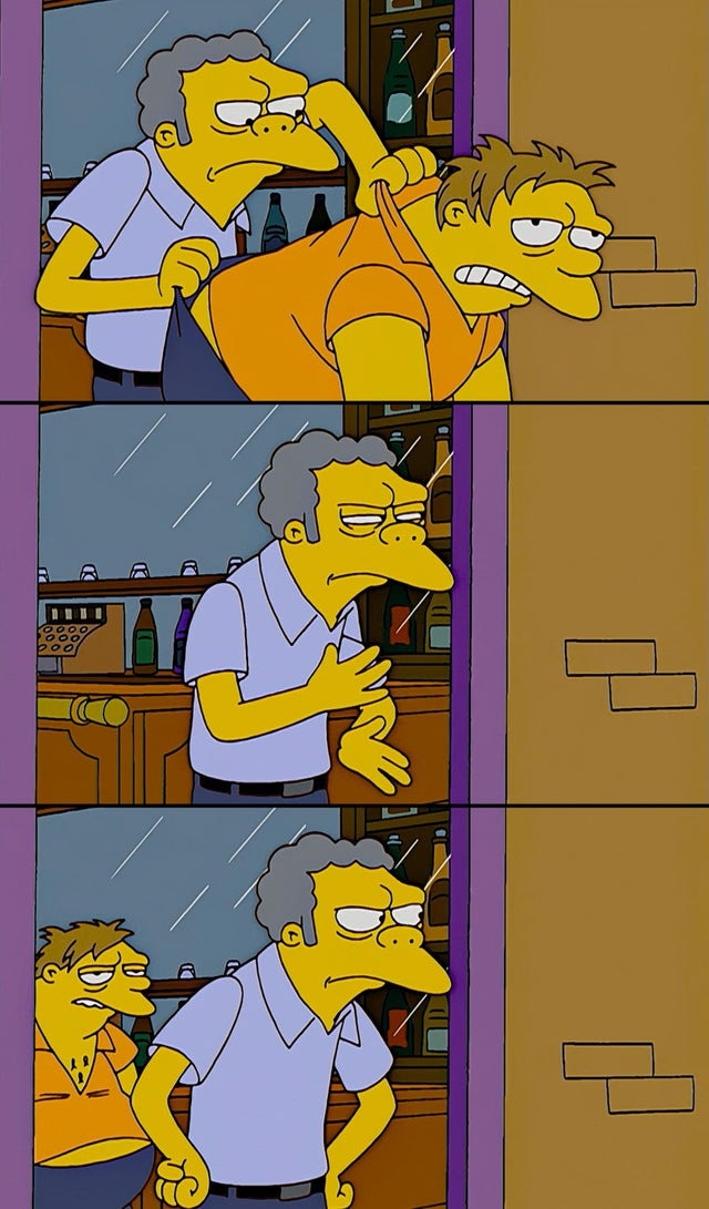 Meme template Moe throws Barney