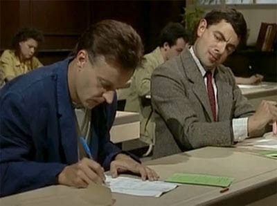 Meme template Mr bean copying
