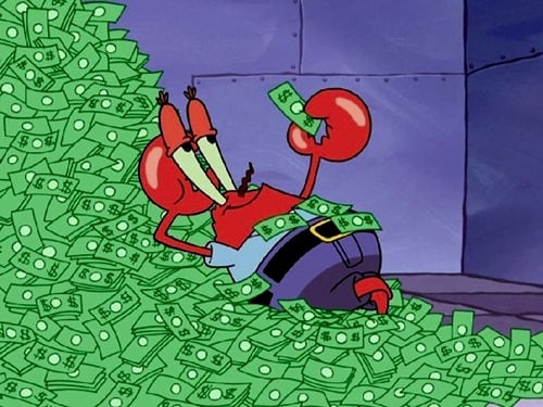 Meme template mr krabs money