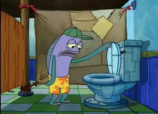 Meme template oh thats a toilet spongebob fish