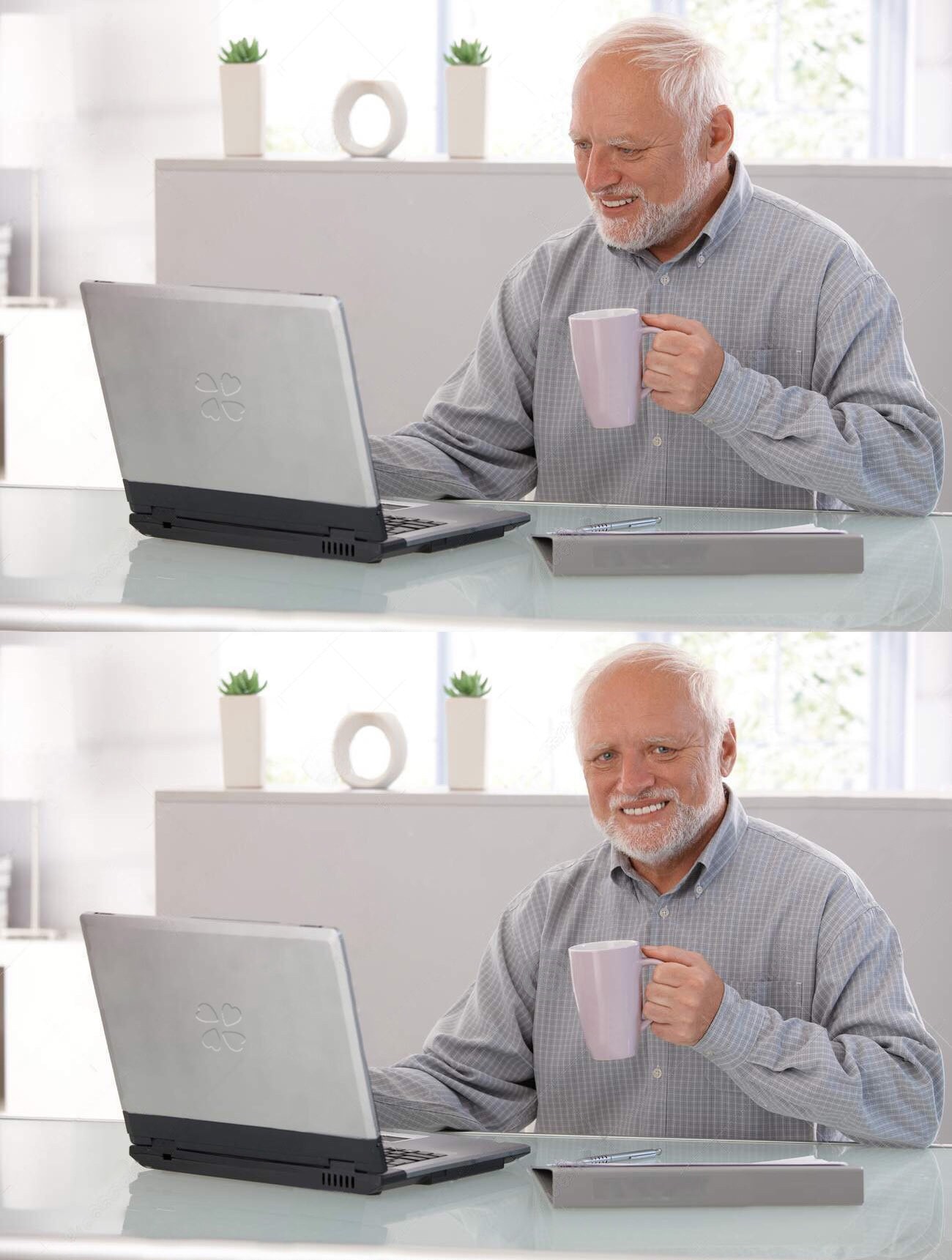 Meme template Old man cup of coffee
