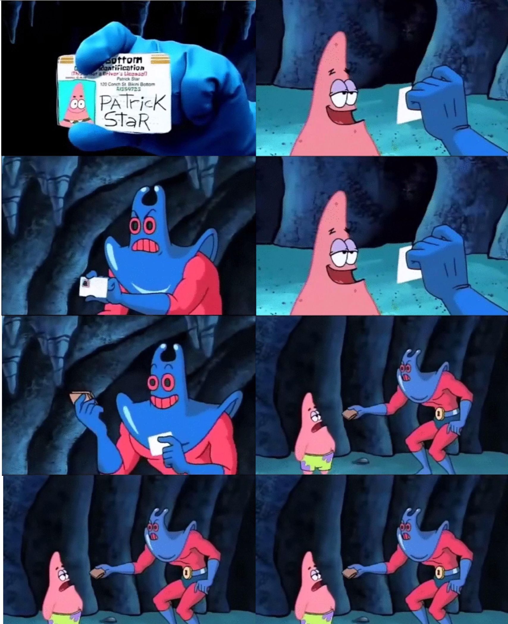 Meme template Patrick Star and Man Ray