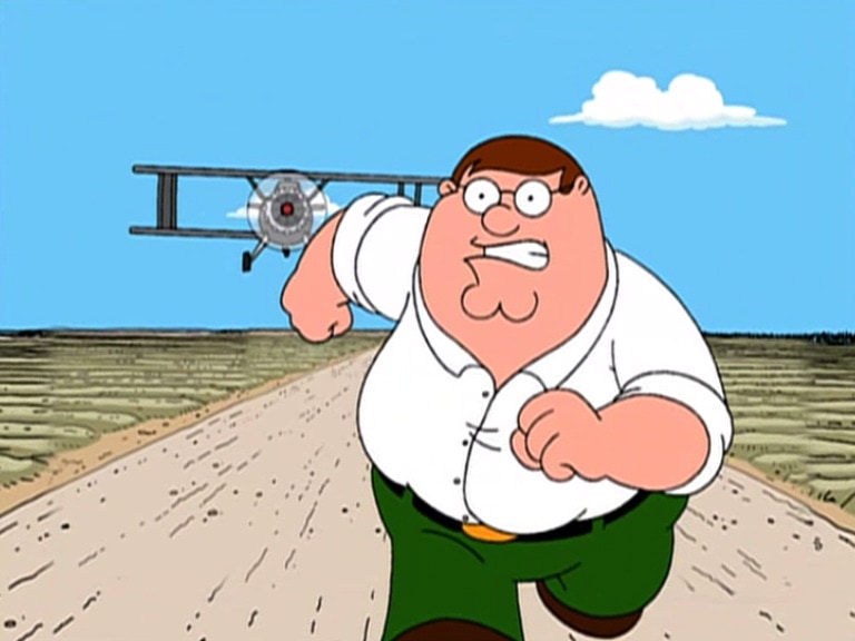 Meme template Peter Griffin running away