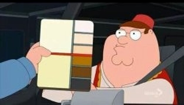 Meme template Peter Griffin skin color chart race terrorist blank