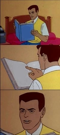 Meme template Peter parker reading a book