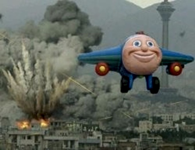 Meme template Plane flying from explosions